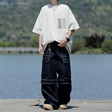 8XL-M高品质纯棉美式复古宽松简约百搭学院风短袖T恤上衣男DX343，男装T恤，电商D206-1
