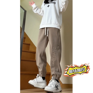 抖音品质大码男裤重磅双面奥粒绒加绒加厚束脚休闲裤M-5XL特P45图片