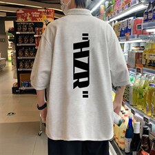 PL57002-P35 翻领短袖polo衫男大码胖子半袖t恤男有领保罗衫 模特图片