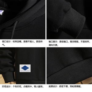 WY2061-P40 纯连帽卫衣男大码运动帽衫宽松薄外套 砖墙挂拍图片