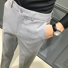 男生四季款长裤西裤纯色黑色K504-P45，男装西裤，星座1012