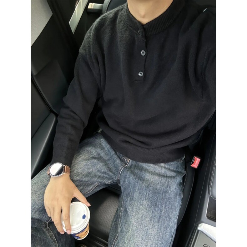 【有货】PLMY1ZZ-特P58老钱亨利领毛衣男秋冬美式复古慵懒针织衫,男装针织衫/毛衣,星座1007（原301D）