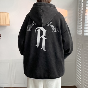 加绒新款港风宽松连帽套头卫衣X5677-常规P70控88-加绒P80控98图片