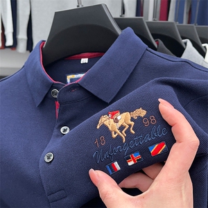 长袖t恤男2023春秋季新款翻领polo衫休闲男装秋冬款打底衫上衣服图片