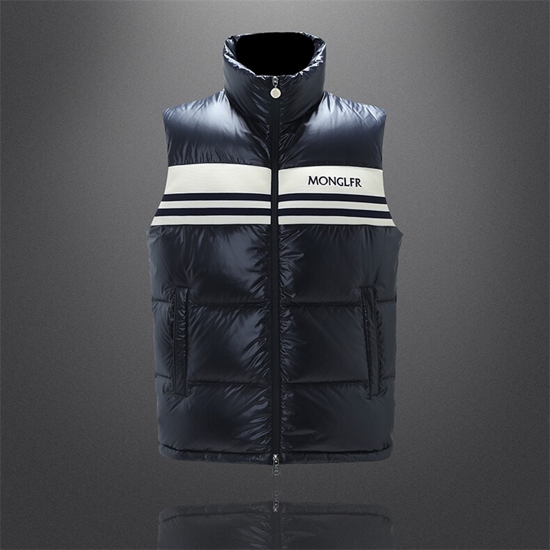 新款男士立领针织拼接羽绒马甲90白鸭绒QT6020-1-039-P370，男装背心/马甲，钱塘6020-1