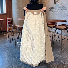 可拆卸羽绒内胆毛呢大衣赫本风2025冬季新款韩版白鸭绒呢子外套女，女装毛呢外套，红依娜