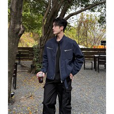 26春装高品质老钱风立领夹克外套男女美式潮牌拉链工装风宽松上衣，男装夹克，电商A486