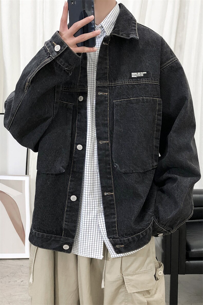 21秋装牛仔夹克机能超火外套韩版潮流工装牛仔衣A071-303-P80，男装夹克，电商A071