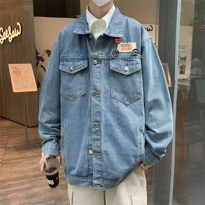 痞帅秋季牛仔外套男ins潮牌街头美式夹克宽松百搭复古休闲上衣服图片