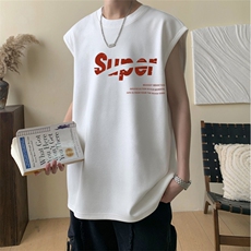 2025新款重磅高品质纯棉无袖坎肩背心super英文印花BX6171-特P18，男装背心/马甲，星座508（原C305）