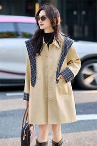 现货新款秋新款韩版时尚宽松休闲活帽女今年流行短外套炸街风衣图片