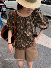 现货轻复古小花上衣，其它，蜜思印·金