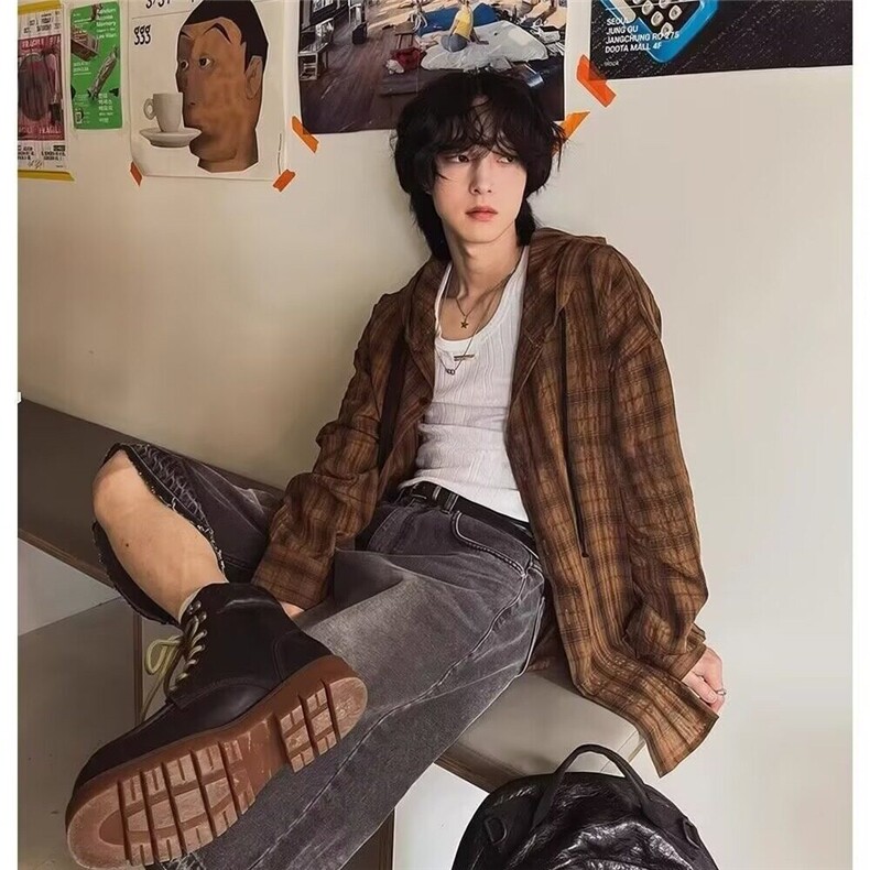 格纹防晒连帽衬衫男女夏季防晒衬衣情侣长袖薄外套网图FS561-p45,男装防晒衣,星座302B-2
