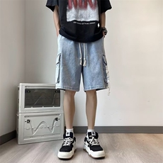 牛仔短裤男港风潮流大口袋个性帅2023夏季新款ins五分裤RK570-P38，男装牛仔裤，星座412-3