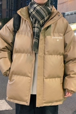 特批P110无差价冬季美拉德风刺绣字母棉袄男青少年潮PU皮棉服M46，男装棉衣，电商A001