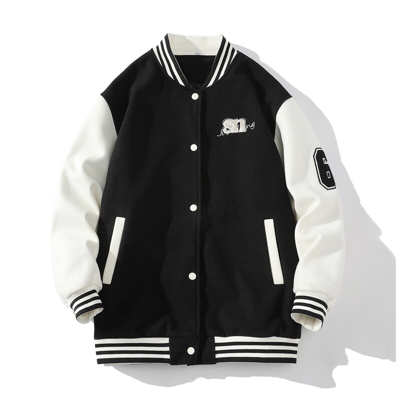 高街棒球服设计感港风chic复古毛巾绣情侣夹克外套HY202P108控128,男装夹克,电商A140（原A102B-1）