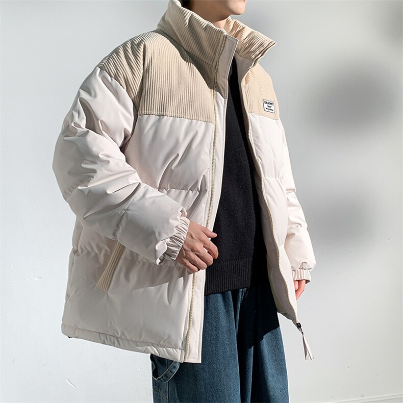 冬季青少年灯芯绒立领拼接外套休闲百搭面包服棉服5302-P78,男装棉衣,电商B306