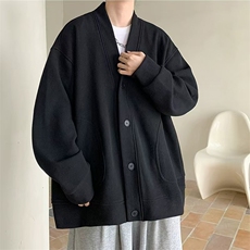 1506/QHK500/P38华夫格V领个性风格宽松开衫潮牌休闲纽扣夹克，男装夹克，星座1506