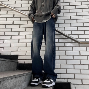 美式复古水洗牛仔裤男高街oversize潮牌宽松直筒休闲裤 K7491-P50图片