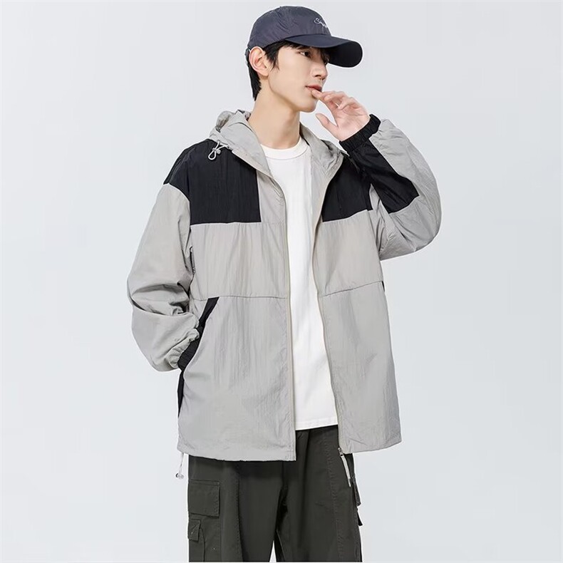 防晒衣男女款透气皮肤衣夏季2025钓鱼防晒服户外运动撞色连帽外套，男装防晒衣，星座1210-1