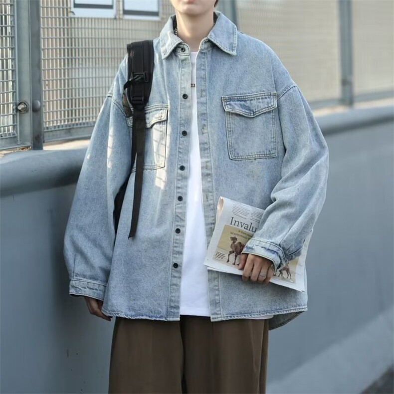 秋季水洗做旧牛仔外套美式复古百搭宽松工装夹克男W5687-P62,男装夹克,星座512-2