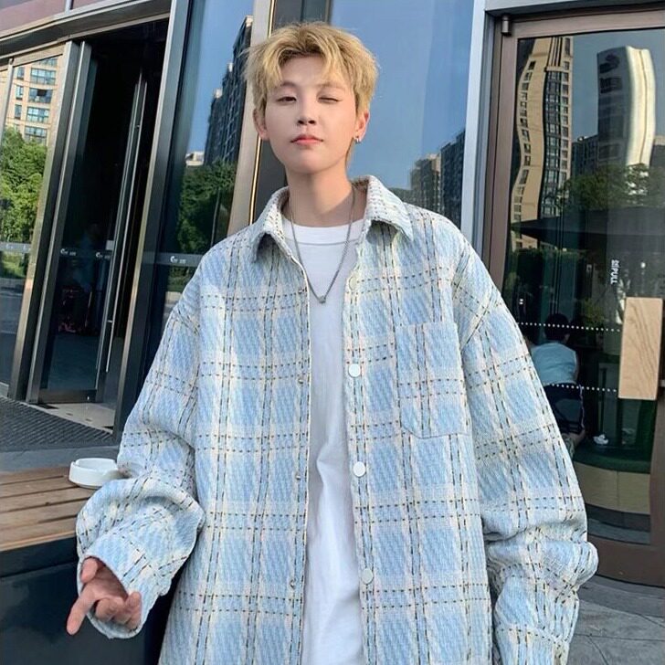 小香风外套男女潮牌宽松休闲百搭夹克2025春秋新款高级感格子衬衫图片