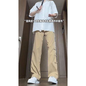 新中式风盘扣裤子夏季垂感长裤KK176-特P30控58图片