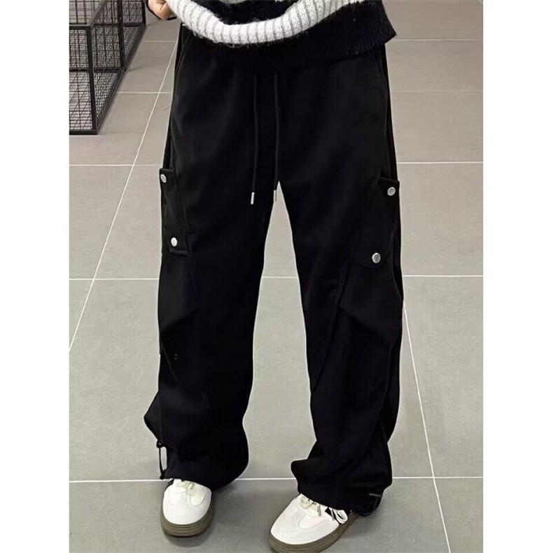 W9591-P48网图现货美式复古工装裤褶皱宽松阔腿直筒裤休闲裤,男装工装外套,星座1608-2