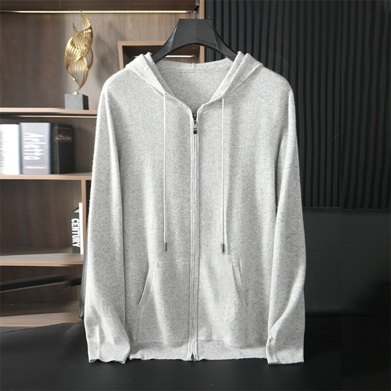 高品质男士羊绒连帽衫简约时尚保暖舒适，男装羊绒套衫，台绒羊绒