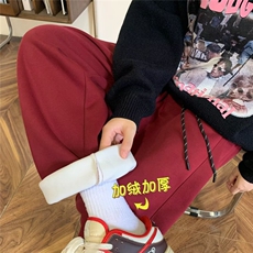 直筒休闲裤男生秋冬季华棉复加绒加厚卫裤子侧边三条扛长裤K53-1，男装休闲裤，星座1116A-1（原606A）