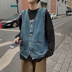 工装马甲男日系潮牌宽松潮机能风休闲坎肩背心外套2151P50，男装背心/马甲，星座410-2