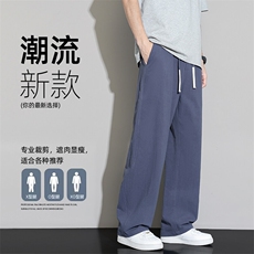 夏季薄款棉麻休闲长裤男士潮牌宽松运动裤百搭阔腿裤Z9990-P35，女装休闲裤，星座610（原A335）