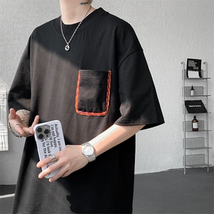 T10125-特批35 高质量260g双纱纯棉小众口袋设计大码短袖T恤图片