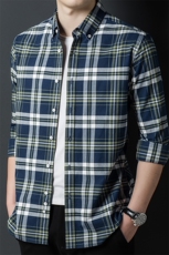 主推！新款男士2022长袖衬衫格子休闲商务衬衣男装上衣P58，男装衬衫，钱塘6003A(原)4033A