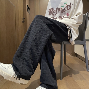 秋款薄款拖地裤 男士提花面料设计感休闲裤 227-2*K015*P45控68图片