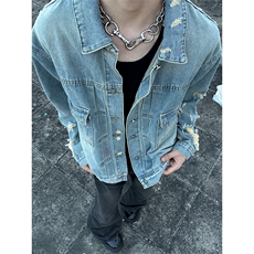 自家图有货~vibe美式破坏短款休闲牛仔夹克外套JK805-P85控118，男装夹克，星座1004-3