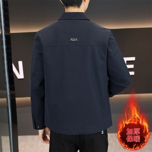 夹克男高品质翻领加棉加厚外套商务休闲青年上衣-加棉P130常规120图片