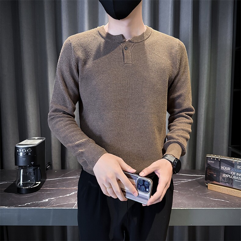 E41080-M-3XL-P88秋季打底男士休闲针织纯色百搭套头修身毛衣男,男装T恤,电商B255