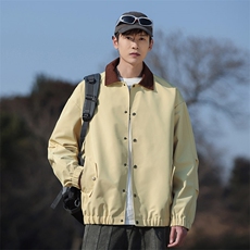 2026经典防水复古翻领纯色夹克外套男女户外休闲青少年8522-P53，男装夹克，电商B306