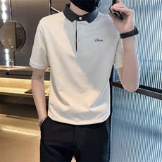 2026夏季短袖T恤撞色领字母刺绣小清新翻领Polo衫T0243-P55，男装T恤，电商D342