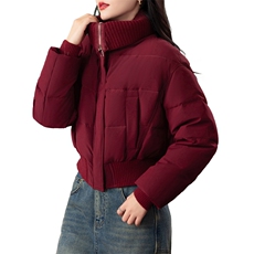 时尚新款女装短款毛线拼接羽绒服显瘦保暖轻薄外套，女装羽绒服，婷轩阁