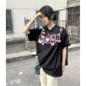 万针全刺绣工艺抖音得物高品质260克重磅纯棉双纱美式高街短袖T恤图片