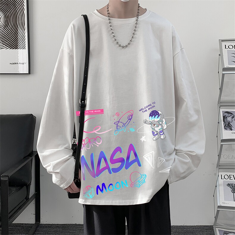 NASA联名同款控48重磅230g纯棉长袖t恤男大码圆领卫衣TX3186-P28,男装T恤,电商A040