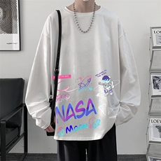 NASA联名同款控48重磅230g纯棉长袖t恤男大码圆领卫衣TX3186-P28，男装T恤，电商A040