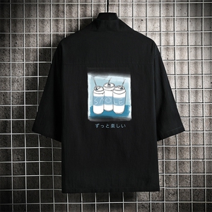 HF59148-P40风汉服男开衫外套七分袖道袍 网格挂拍图片