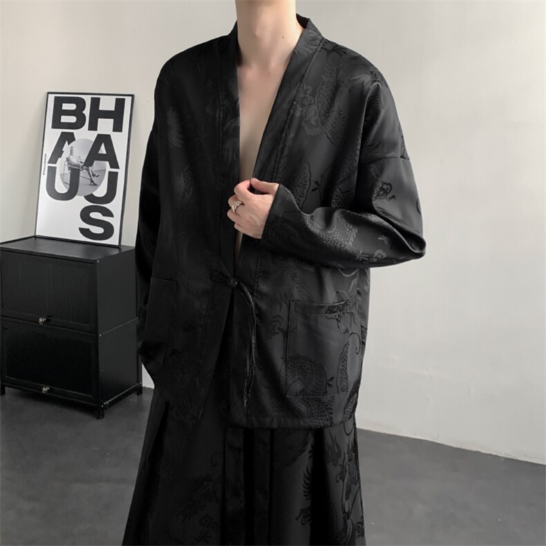 2025秋装新款加厚龙纹夹克开衫外套唐装汉服潮流2512-P50,男装夹克,电商A057