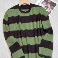2025年秋季套头单件常规条纹撞色套衫，女装针织衫/毛衣，奢优羊绒