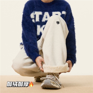 抖音品质冬季加绒保暖骰子刺绣宽松休闲卫裤B315-K873JR-p65控88图片