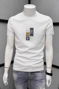男士高端简约短袖T恤潮牌夏季透气纯棉薄款修身圆领半袖体恤上衣图片