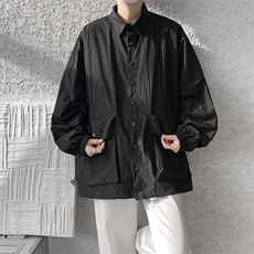 8XL-M春夏廓形衬衫防晒外套特大码多口袋复古慵懒衬衣JK5203/P50，男装夹克，电商B238